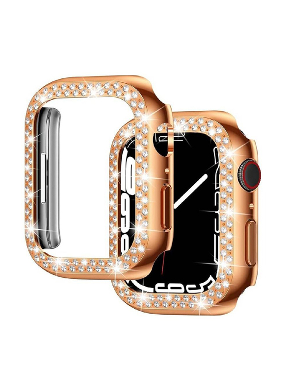Diamond Shockproof Frame Cover for Apple Watch 41mm, Rose Gold