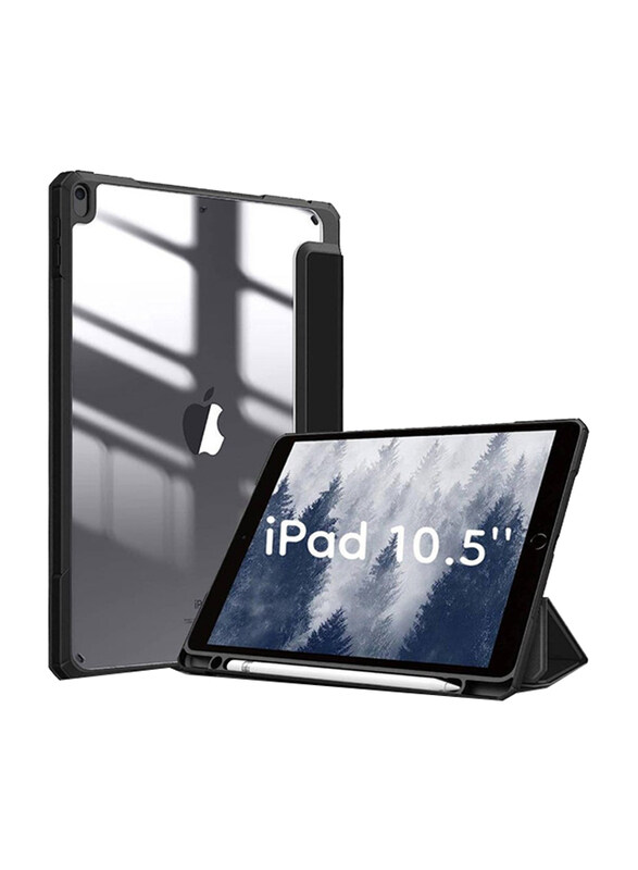 

Hyx Apple iPad Air 3rd Generation 10.5 inch 2019/iPad Pro 10.5 Inch 2017 Shockproof Clear Transparent Tablet Flip Case Cover, Black