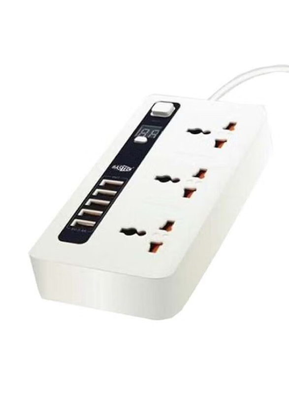 3-Socket & 5 USB Ports Extention Board, White