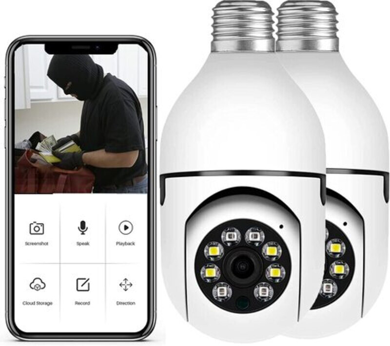 

E World Unbox Happiness Autosur Light Bulb Security Camera, White