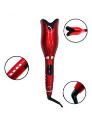 Rose-Shaped Automatic Spiral LCD Hair Curler Red