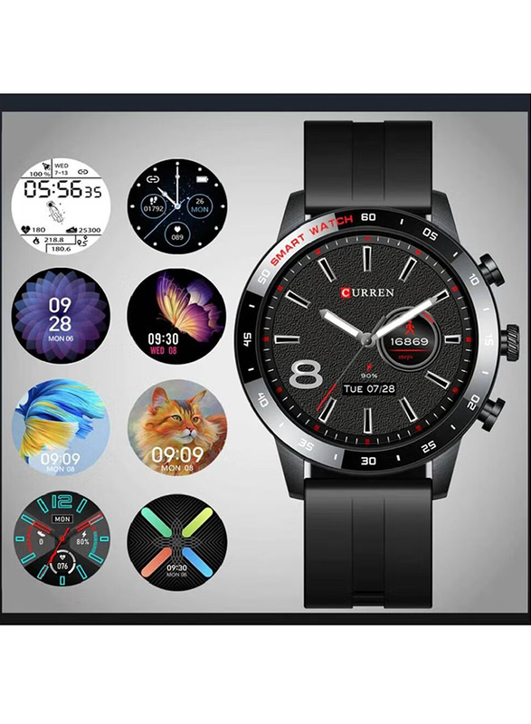 Curren New Men Smartwatch with Big Screen Retina HD 1.3-Inch Long Standby Fitness Sports, IP68 Waterproof, Black