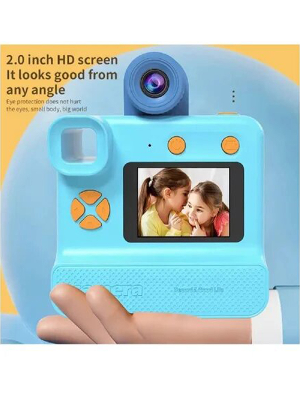 XiuWoo Instant Print Camera with TF Card Print Paper, 1080P Camera, 2.0-inch IPS Screen, 26 MP, Blue