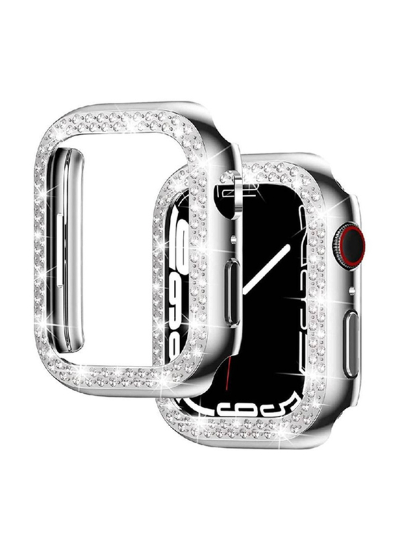 Diamond Apple Watch Cover Guard Shockproof Frame Compatible for Apple Watch 41mm, Silver