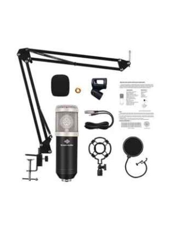 Studio Recording Condenser Microphone Kit, 5 Pieces, Black/Silver