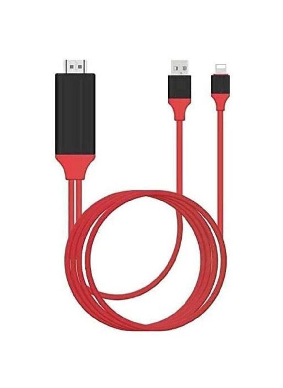 

Generic HDMI Cable, HDMI to USB Type A & Lightning for Apple iPhone X/8/Plus/7/6/6s Plus/5s, Red