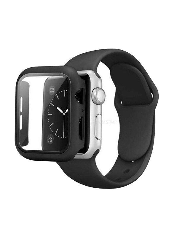 

Generic Silicone Smart Watch Band Set with Case for Apple Watch 45mm, Black