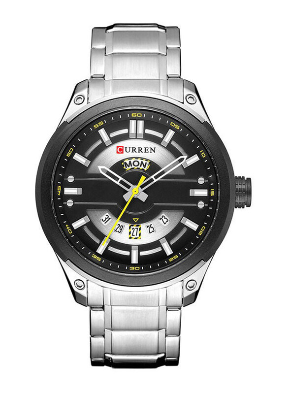 

Curren Analog Watch for Men with Stainless Steel Band, J3635S-KM, Silver-Multicolour