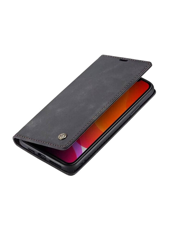 

Generic Samsung Galaxy A12 Genuine Leather Wallet Magnetic Mobile Phone Flip Case Cover, Black