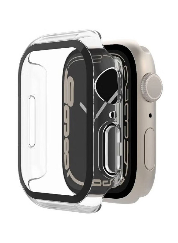 

Generic Soft Silicone Bumper Case with Built-In Tempered Glass Screen Protector for Apple Watch 42/44mm, Clear