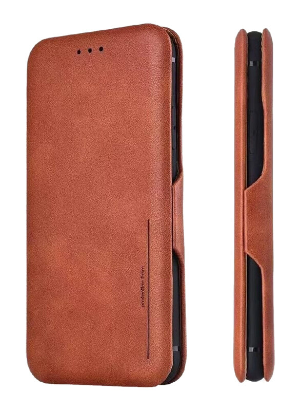 

Case Me Samsung Galaxy S23 Plus Protective Smart PU Leather Mobile Phone Flip Case Cover with Card Holder and Auto Magnetic Closure, Brown