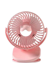 3-Speed USB Charging Portable Desk Fan with Night Light, S4-3197, Pink