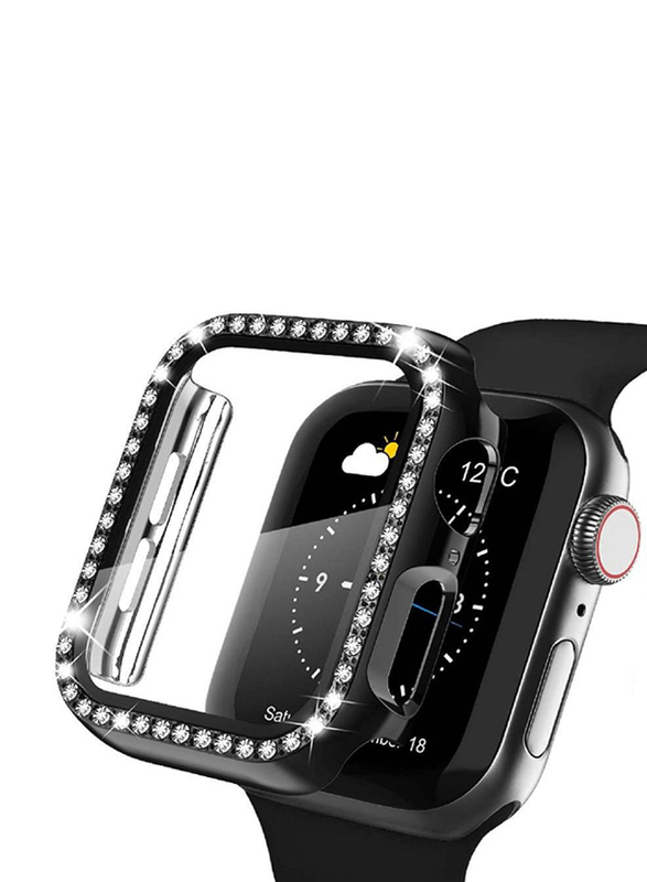 Diamond Watch Cover Guard Shockproof Frame Compatible for Apple Watch 41mm, Black