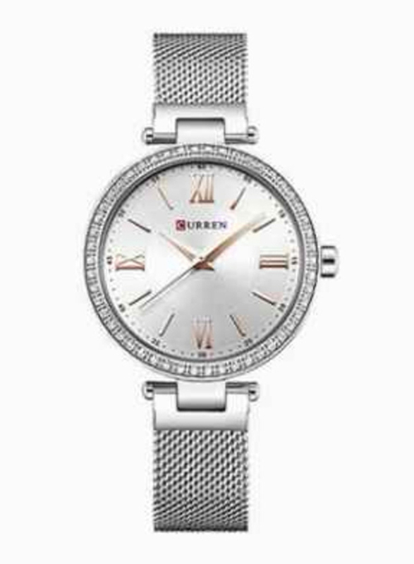 Curren Analog Watch for Women with Stainless Steel Band, Water Resistant, WT-CU-9011-SLD2, Silver