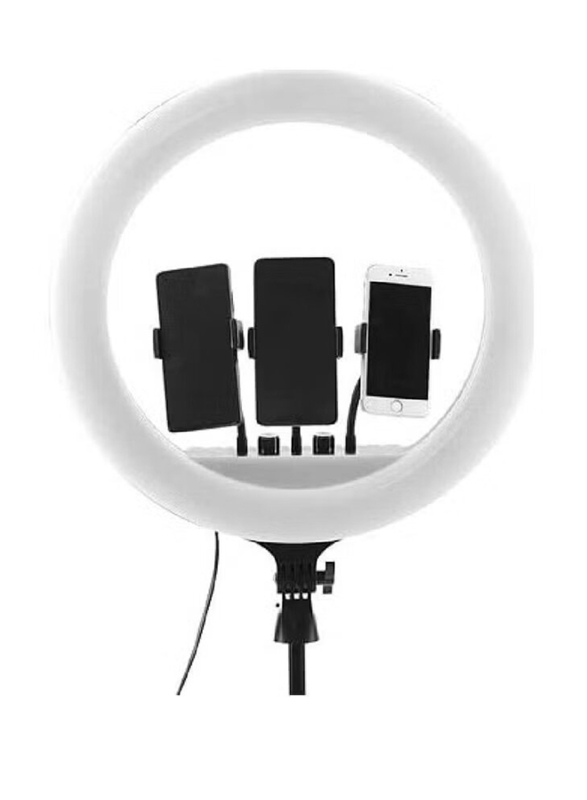 21 Inch Selfie LED Photography Lighting Video Studio Ring Light, White/Black