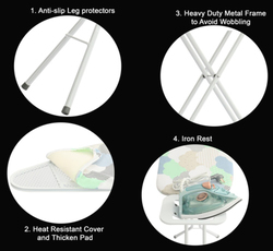 Passion Ironing Board with Iron Holder Foldable, Multicolour