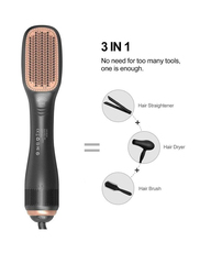 Arabest 3-in-1 Professional Hair Dryer Negative Ion Blow Hair Straightening Hot Air Electric Comb Brush, Black/Brown