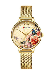 Curren Analog Watch for Women with Alloy Band, Water Resistant, J4274G-KM, Gold-Multicolour