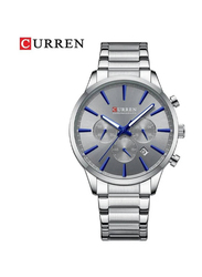 Curren Analog Watch for Men with Stainless Steel Band, Water Resistant and Chronograph, 8435, Silver