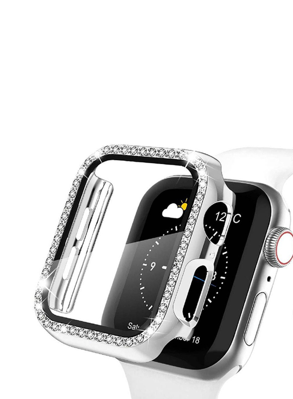 Diamond Shockproof Frame Case for Apple Watch 45mm, Silver