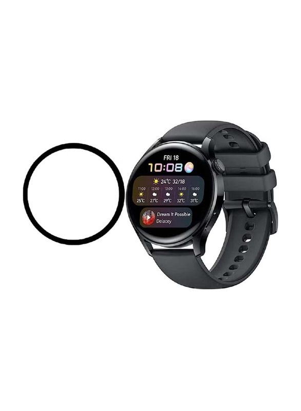 3D Full Coverage HD Premium Real Screen Protector for Huawei Watch 3, Clear/Black