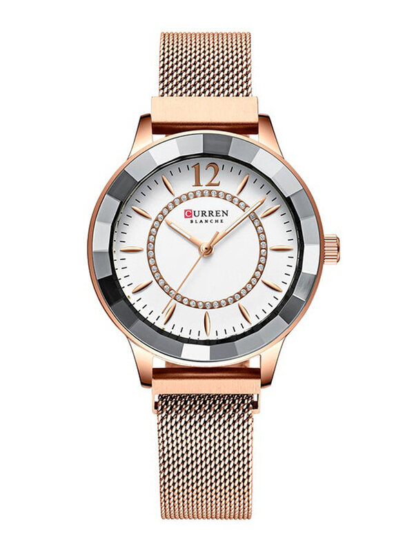 

Curren Analog Wrist Watch for Women with Metal Band, J4065RW, Rose Gold-White