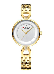 Curren Analog Watch for Women with Stainless Steel Band, Water Resistant, J4169GW-KM, Gold-White
