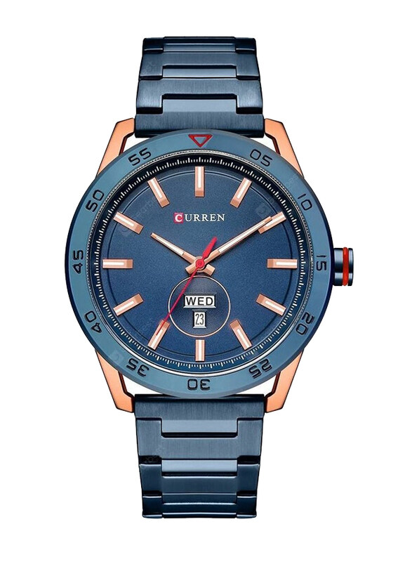 

Curren Quartz Analog Stylish Wrist Watch for Men with Stainless Steel Band, Water Resistant, 8331, Blue