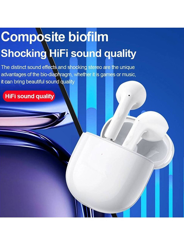 Buds True Wireless Bluetooth 5.1 Sport Music Earbuds with Chip Smart Touch Control Long Endurance Time, White