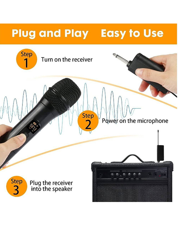 XiuWoo UHF Dual Portable Handheld Dynamic Karaoke Mic with Rechargeable Receiver, 2 Pieces, Black