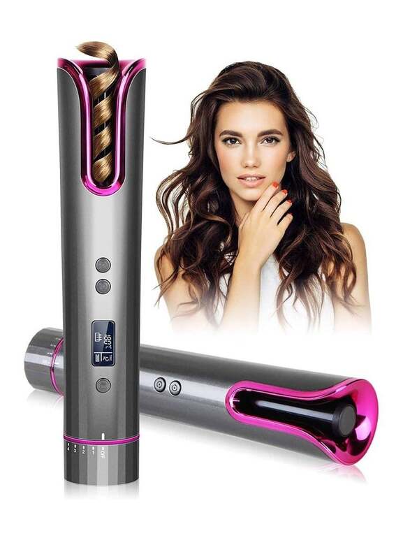 Cordless Automatic Curling Iron with LCD Display and 4 Adjustable Temperature Portable USB Rechargeable For Hair Styling