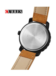 Curren Analog Watch for Men with Leather Band, Water Resistant, 8273, Brown-Beige