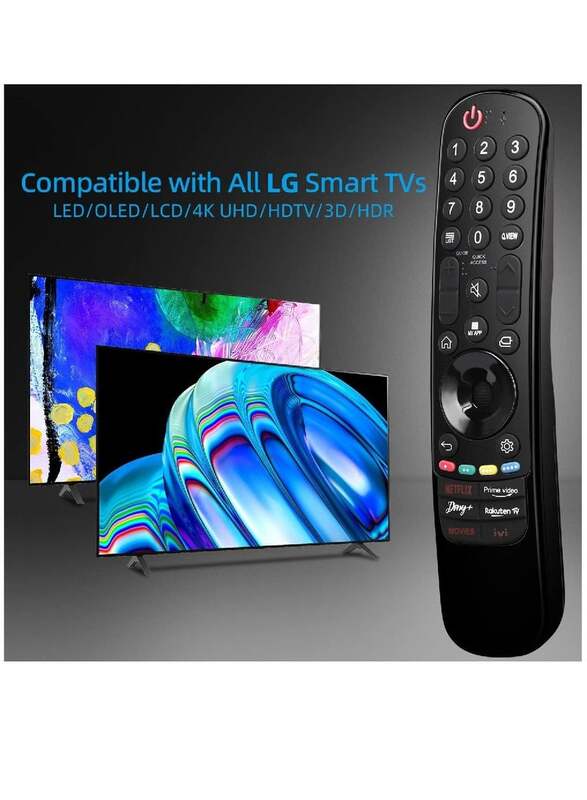 Replacement Remote Control For LG LED OLED LCD 4K UHD Smart TV With Buttons For Netflix, Prime Video, Disney Plus, LG-Channels Button (No Voice Search) Black