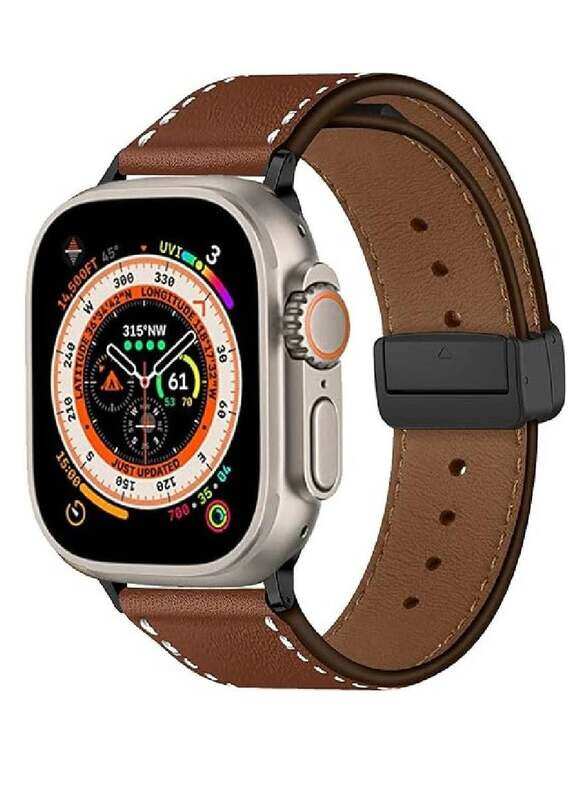 

Euro Replacement New 2023 Magnetic Leather Strap Compatible With Apple Watch Ultra 49mm Ultra Watch 2 Brown