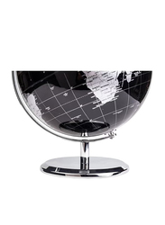 Xiuwoo 20Cm World Globe with A Metal Base, Metallic Black