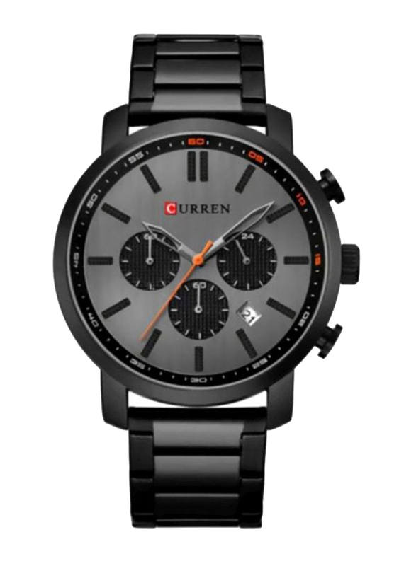 Curren Analog Watch for Men with Stainless Steel Band, Water Resistant and Chronograph, WT-CU-8315-B, Black