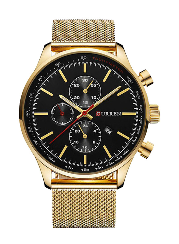 Curren Analog Watch for Men with Alloy Band, Chronograph, J1714GB-KM, Gold-Black