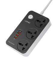Ldnio 3 Power Socket Extension with Type C PD Port & 3 QC3.0, Black