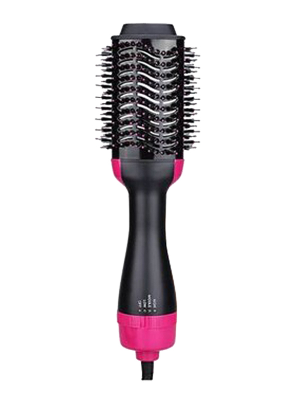 3-In-1 Rechargeable Automatic Hair Brush, Black/Pink