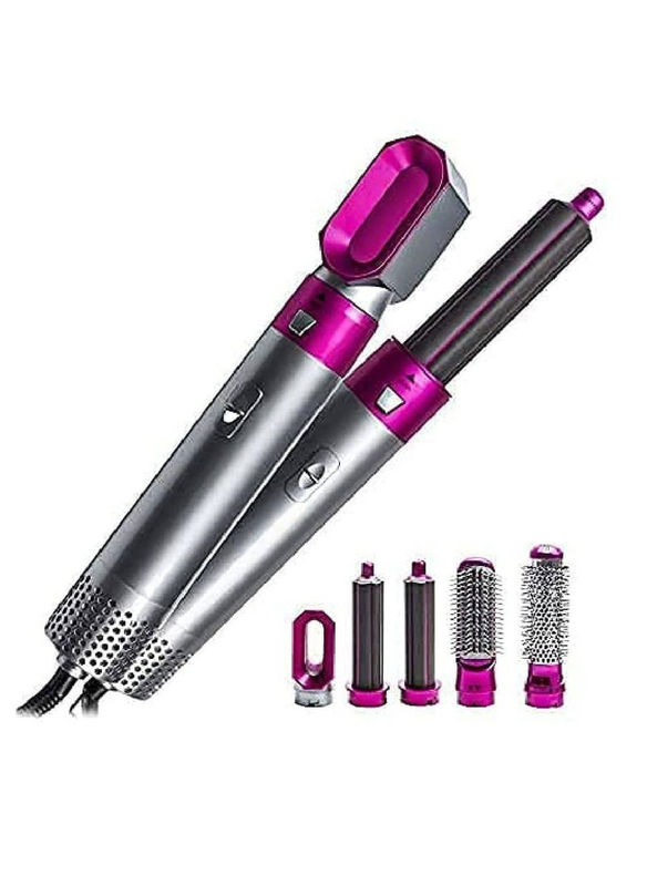 

Arabest 5-in-1 Negative Ionic Hot Air Styler Curler Brush Hair Straightener, Silver/Pink