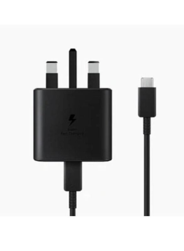 3-Pin Fast-Charging Travel Adapter With Type-C Cable Black
