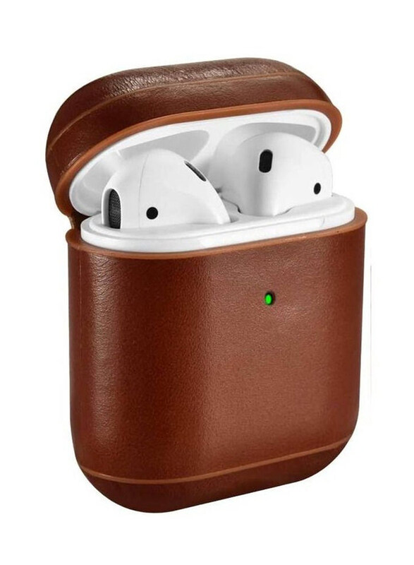 Protective Leather Case Cover For Apple Airpod 1/2, Brown