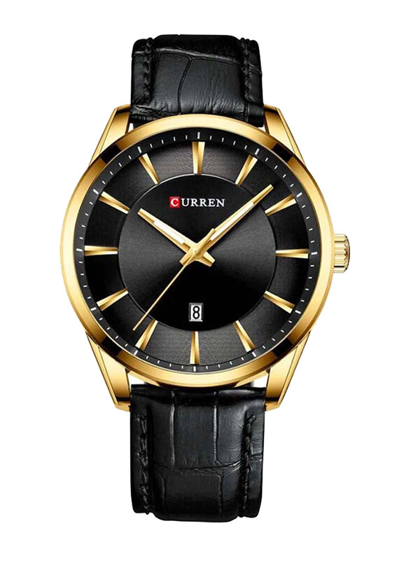 

Curren Analog Watch for Men with Leather Band, M-8365-2, Black-Black