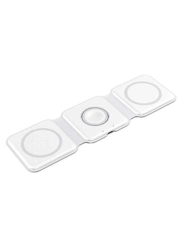 

Generic 3-in-1 Wireless Magnetic Foldable Ultra-Thin Mobile Phone Watch Stand Charger, 15W, White