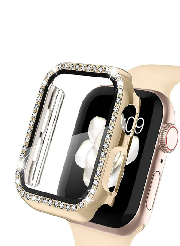Diamond Shockproof Frame Case for Apple Watch 45mm, Gold