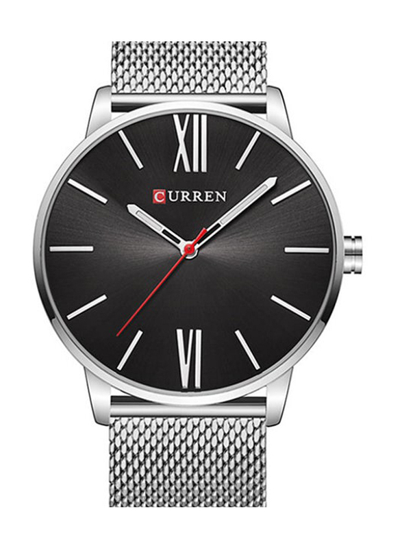 Curren Analog Watch for Men with Stainless Steel Band, NNSB03707793, Silver-Black