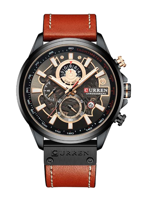 Curren Analog Watch for Men with Alloy Band, Chronograph, J4517B-KM, Brown-Black