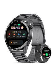 Hyx Stainless Steel Fitness IP67 Waterproof Smartwatch with Extra Band, Black