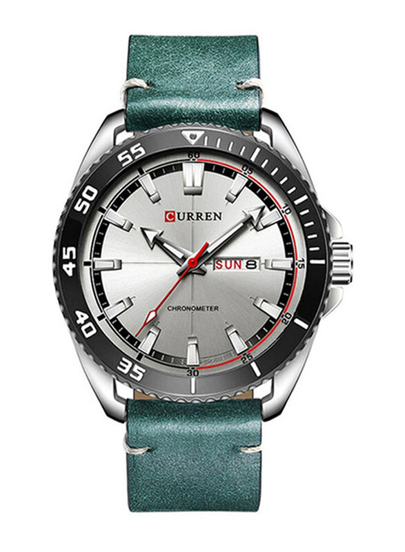 

Curren Casual Analog Watch for Men with Leather Band, 4774, Green-Grey