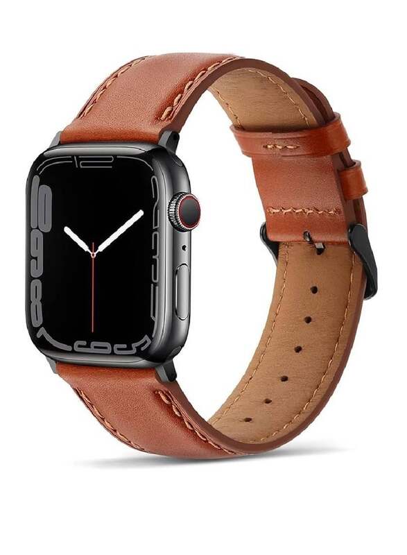 Replacement Premium Leather Strap Compatible with Apple Watch Band 45mm 44mm 42mm Brown